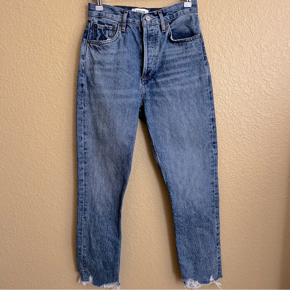 Agolde High Rise Straight Leg Distressed Jeans - Picture 2 of 11